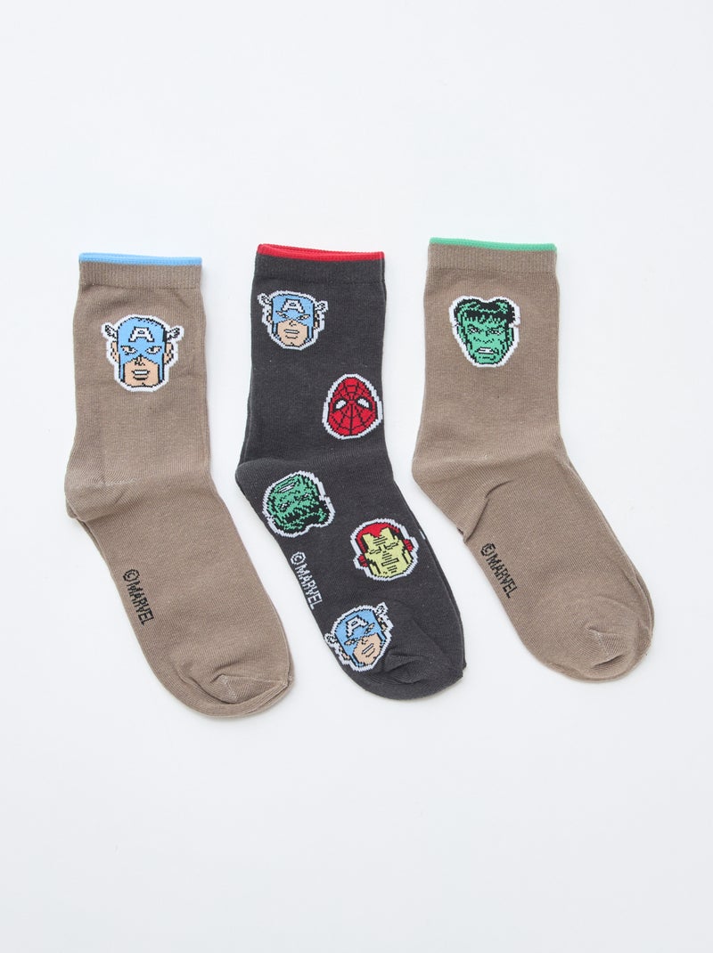 Pack de 3 pares de meias 'Spiderman' Castanho - Kiabi