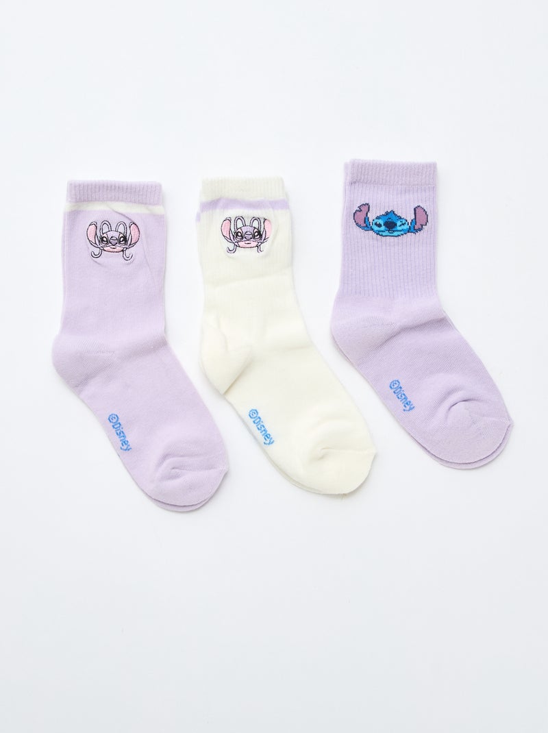 Pack de 3 pares de meias 'Stitch' Rosa - Kiabi