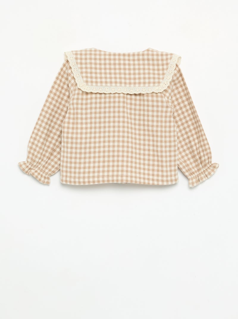 Pack de 3 peças - Jardineira + blusa + par de collants Bege - Kiabi