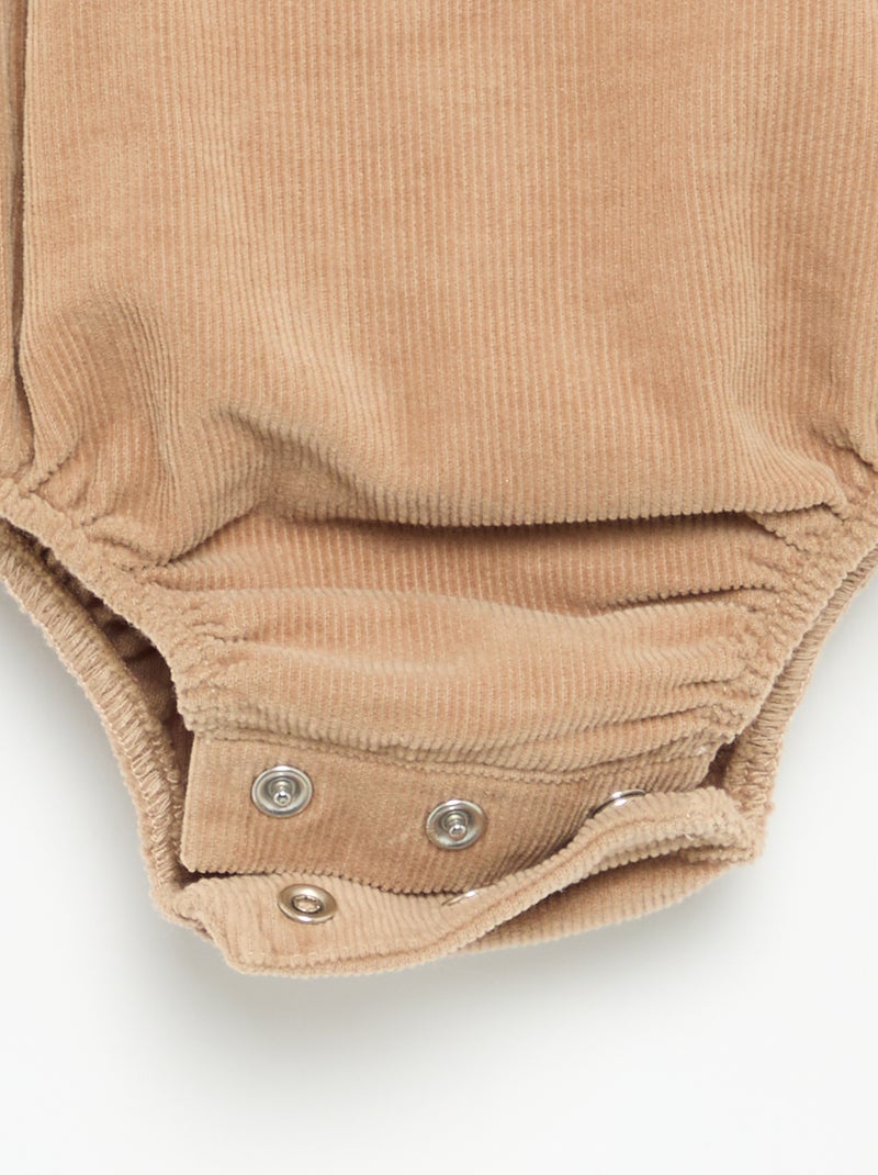 Pack de 3 peças - Jardineira + blusa + par de collants Bege - Kiabi