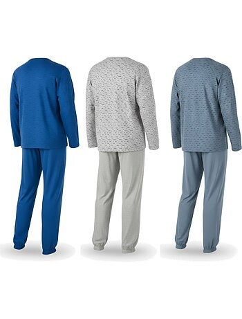 Pack de 3 pijamas homem compridos ozabi gola abotoada estampado