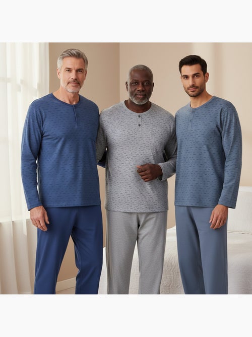 Pack de 3 pijamas homem compridos ozabi gola abotoada estampado - Kiabi