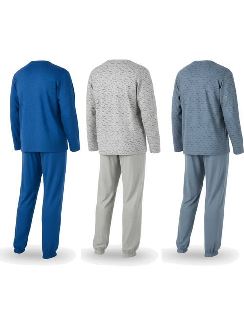 Pack de 3 pijamas homem compridos ozabi gola abotoada estampado - Kiabi