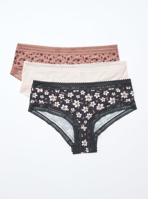 Pack de 3 shorties em microfibra com estampado - Kiabi