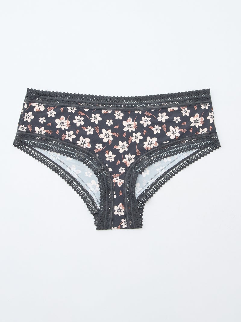 Pack de 3 shorties em microfibra com estampado Preto - Kiabi