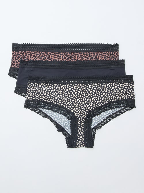Pack de 3 shorties em microfibra estampada - Kiabi