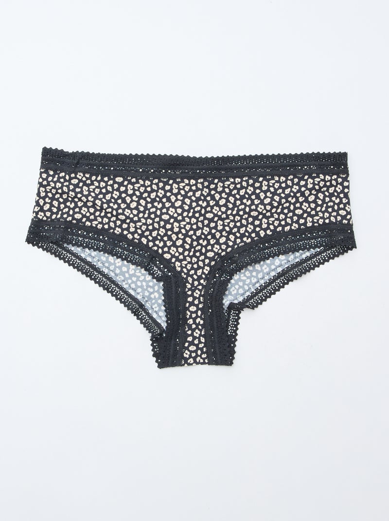 Pack de 3 shorties em microfibra estampada Preto - Kiabi