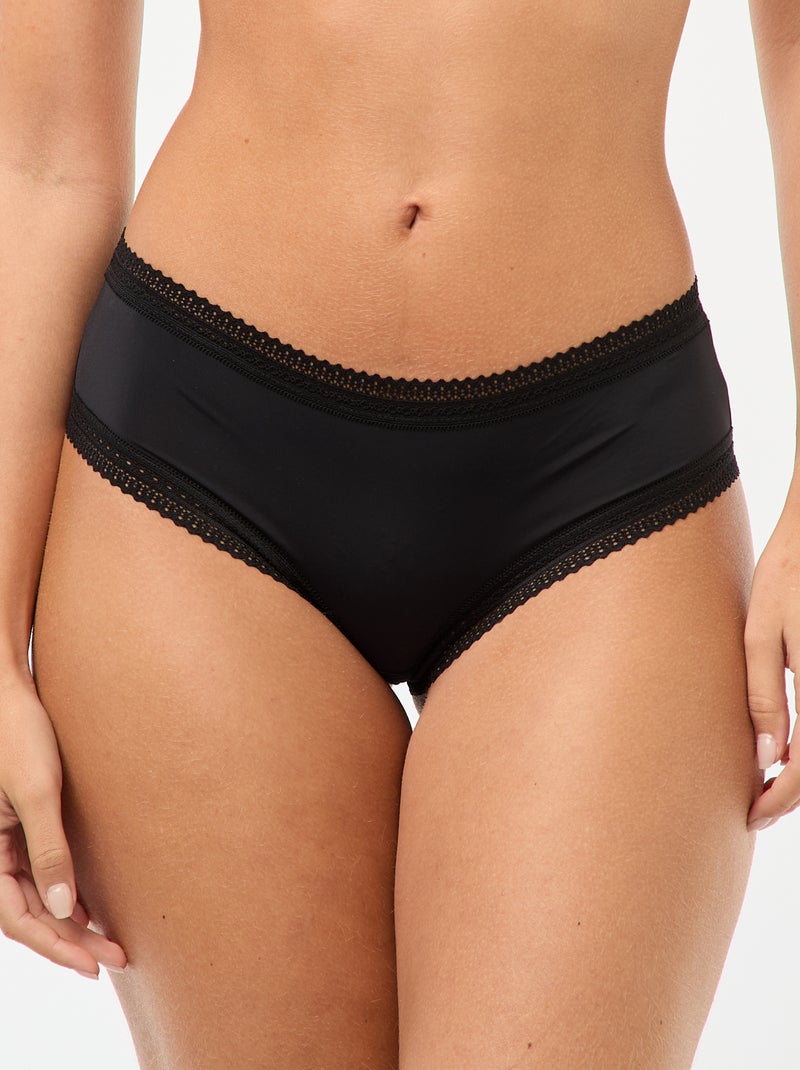 Pack de 3 shorties em microfibra estampada Preto - Kiabi