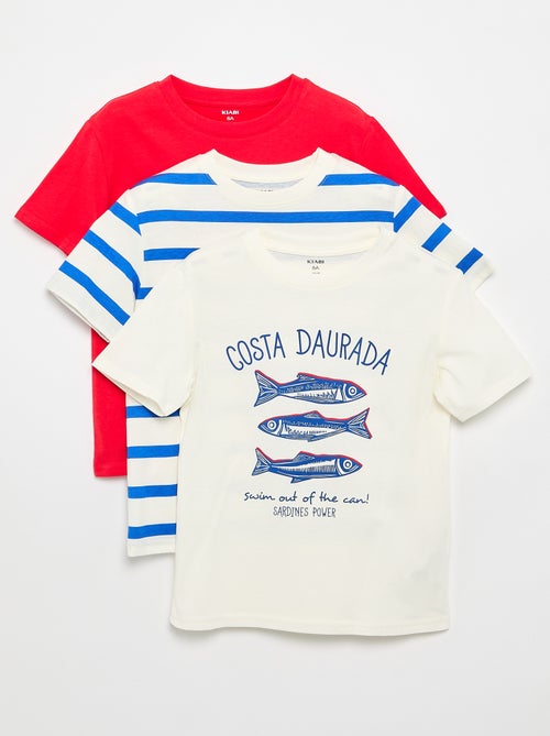 Pack de 3 t-shirts de algodão - Kiabi