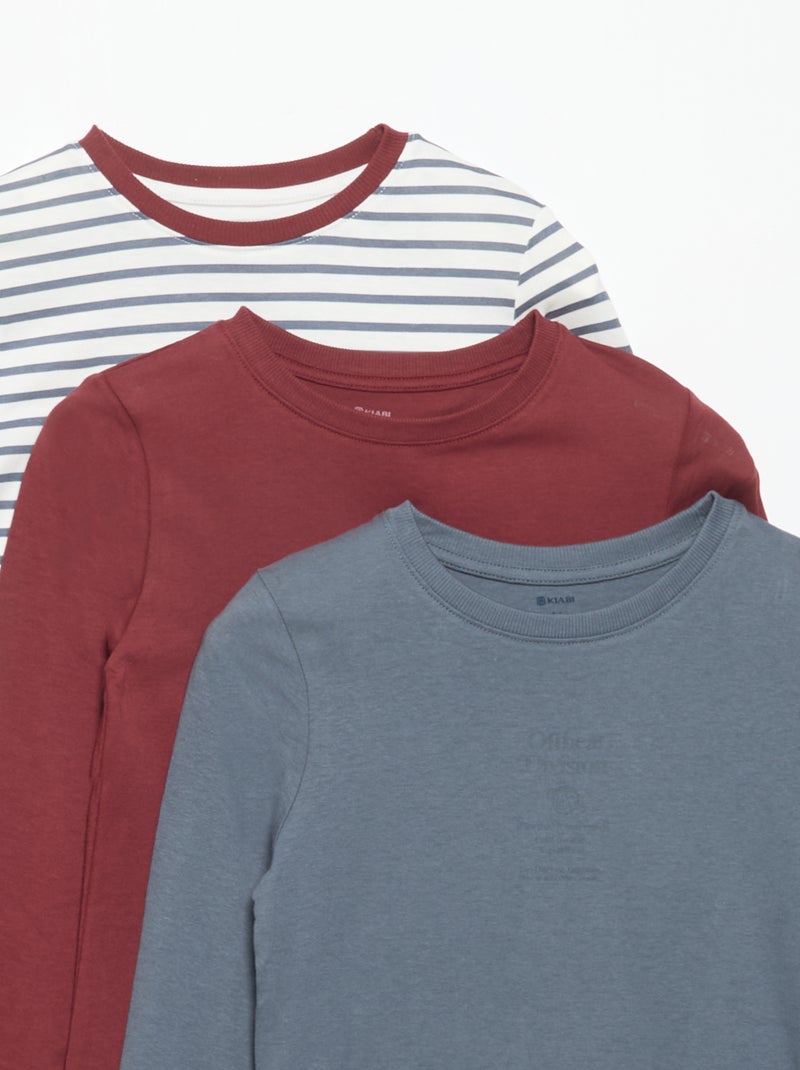 Pack de 3 T-shirts de manga comprida Azul - Kiabi