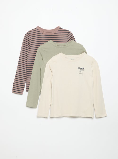 Pack de 3 T-shirts de manga comprida - Kiabi
