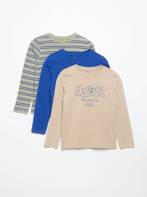 Pack de 3 T-shirts de manga comprida - Kiabi