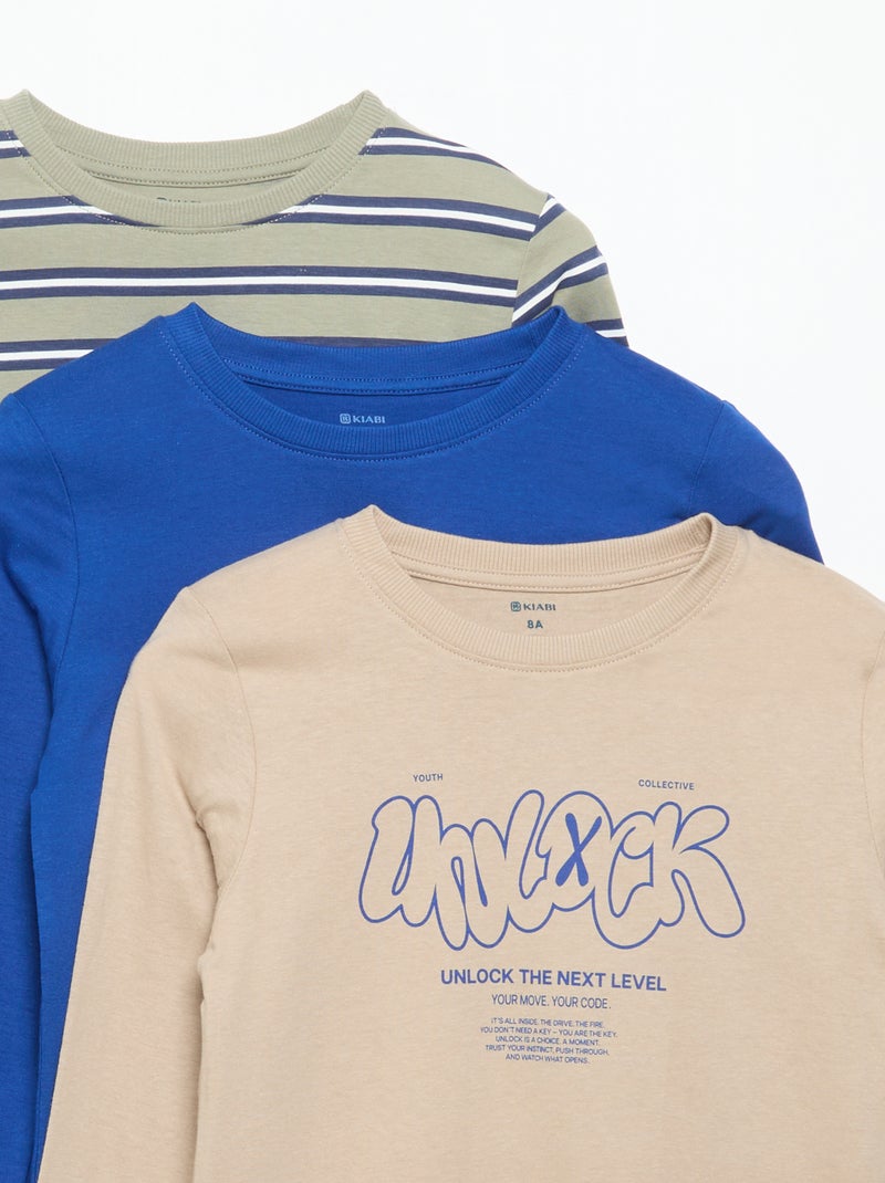 Pack de 3 T-shirts de manga comprida Bege - Kiabi