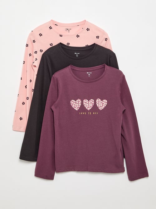 Pack de 3 T-shirts de manga comprida - Kiabi