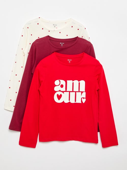 Pack de 3 T-shirts de manga comprida - Kiabi