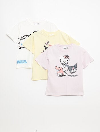 Pack de 3 t-shirts de manga curta 'Kuromi' em algodão