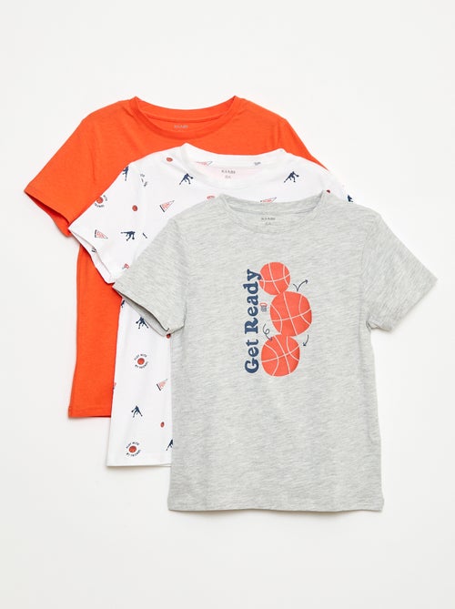 Pack de 3 t-shirts estilo 'basquete' - Kiabi
