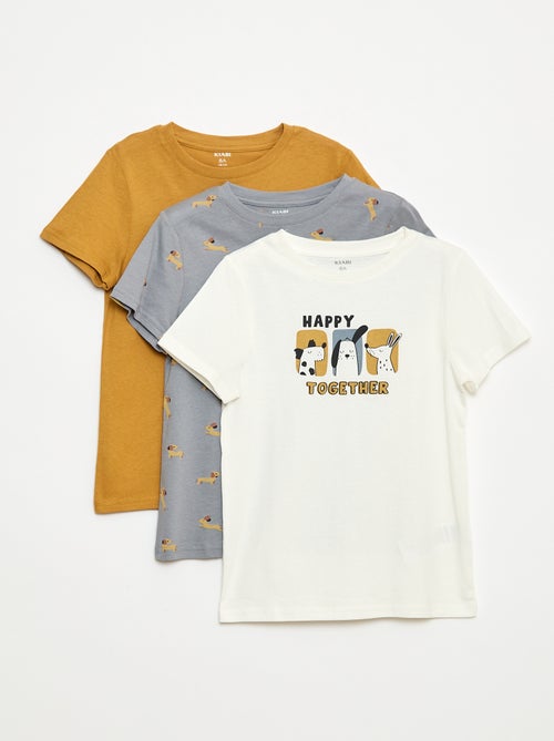 Pack de 3 T-shirts estilo 'cão' - Kiabi