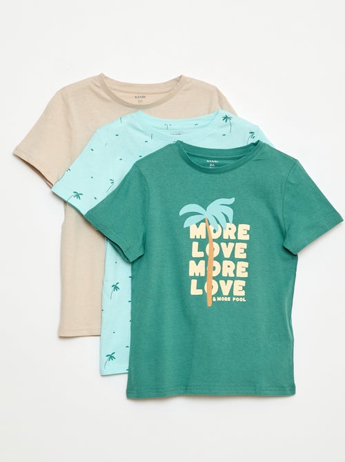 Pack de 3 t-shirts estilo 'palmeira' - Kiabi