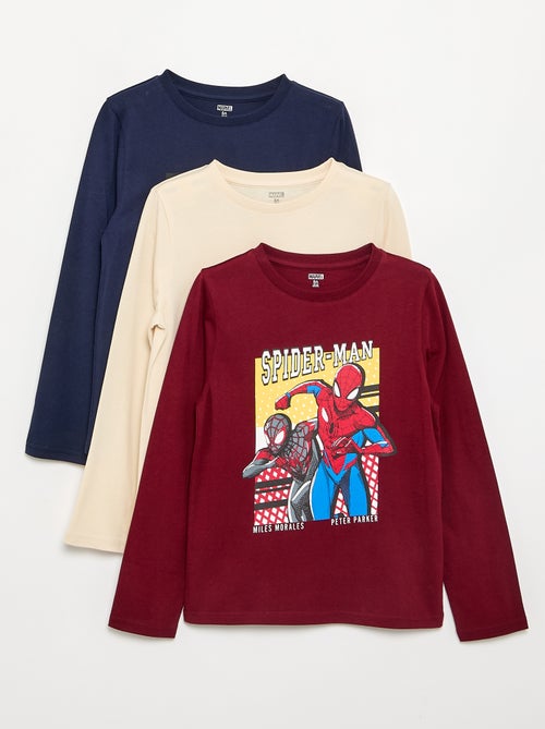 Pack de 3 T-shirts \"Marvel' 'Homem-Aranha' de manga comprida - Kiabi