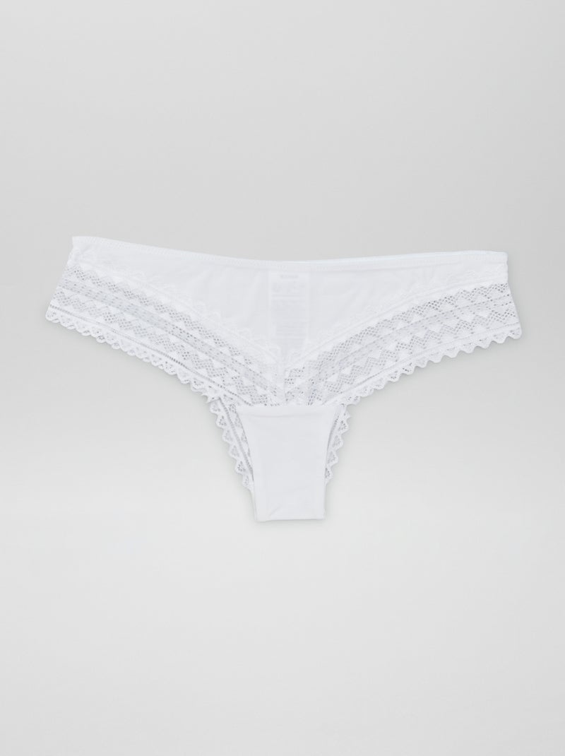 Pack de 3 tangas de algodão e renda AZUL - Kiabi