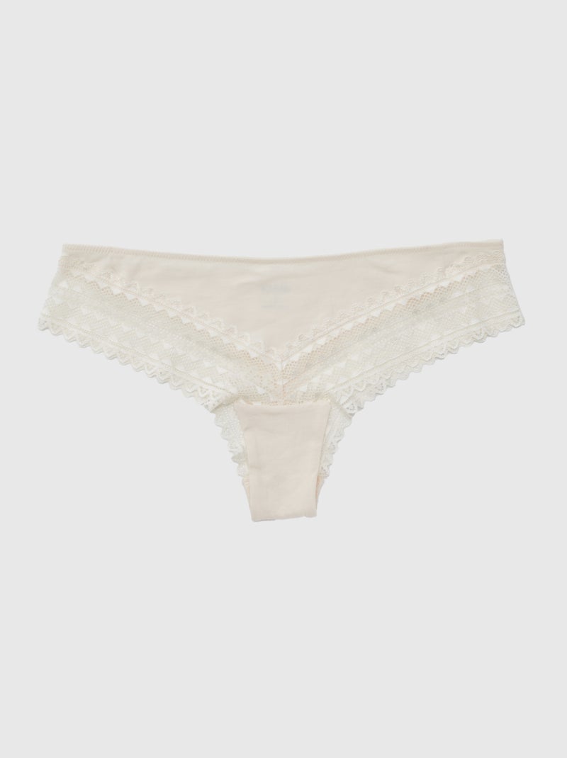 Pack de 3 tangas de algodão e renda ROSA - Kiabi