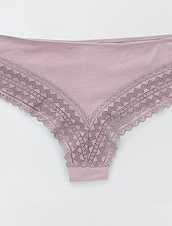 Pack de 3 tangas de algodão e renda