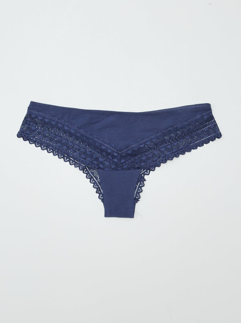 Pack de 3 tangas de algodão e renda VIOLETA - Kiabi