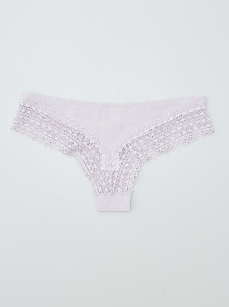 Pack de 3 tangas de algodão e renda VIOLETA - Kiabi