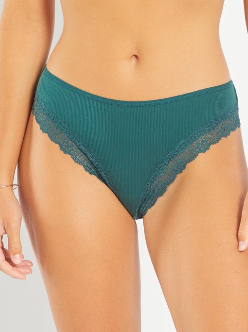 Pack de 3 tangas em malha canelada - Kiabi