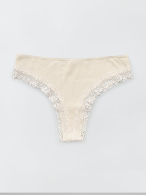 Pack de 3 tangas em malha canelada - Kiabi Pack de 3 tangas em malha canelada - Kiabi