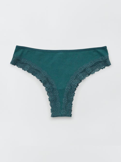 Pack de 3 tangas em malha canelada - Kiabi Pack de 3 tangas em malha canelada - Kiabi