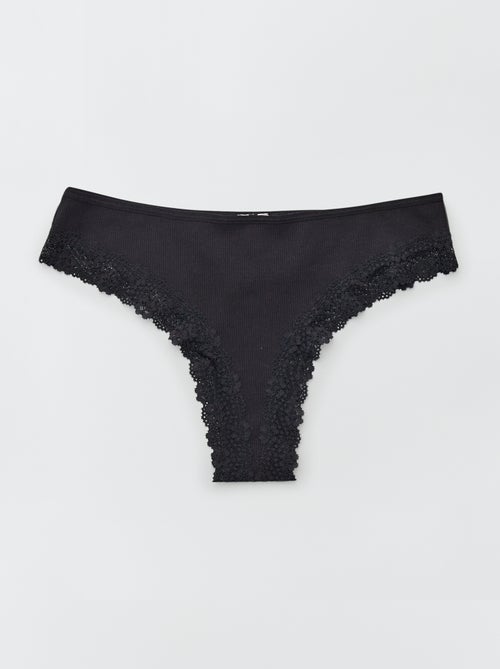 Pack de 3 tangas em malha canelada - Kiabi Pack de 3 tangas em malha canelada - Kiabi