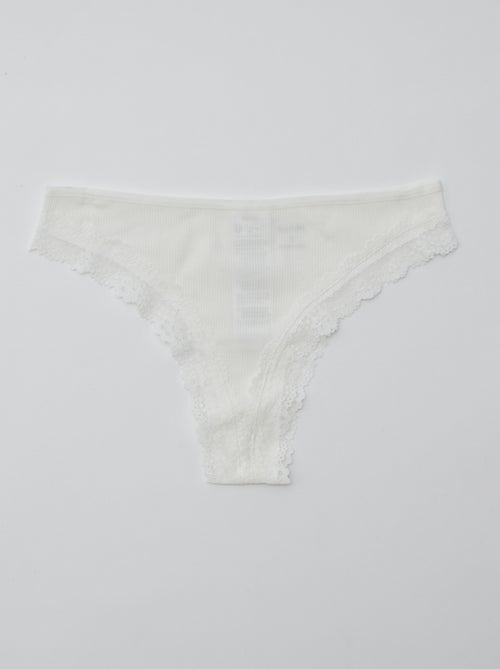 Pack de 3 tangas em malha canelada - Kiabi