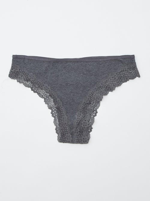 Pack de 3 tangas em malha canelada - Kiabi