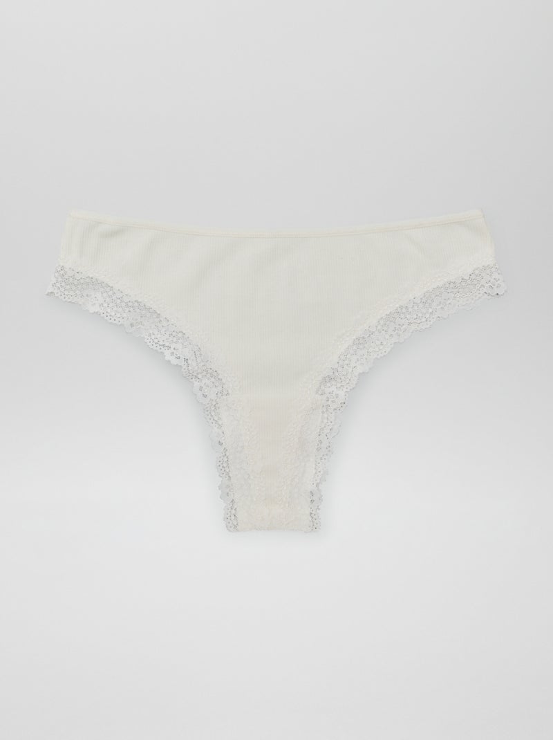 Pack de 3 tangas em malha canelada VIOLETA - Kiabi
