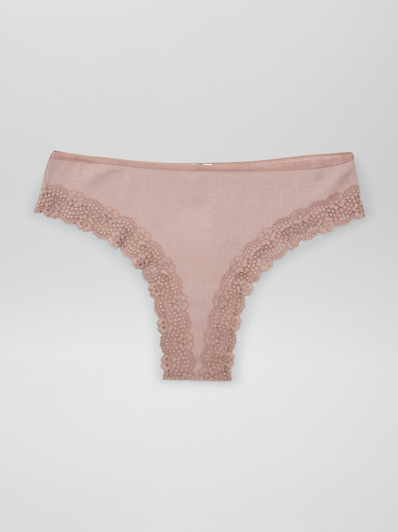 Pack de 3 tangas em malha canelada VIOLETA - Kiabi