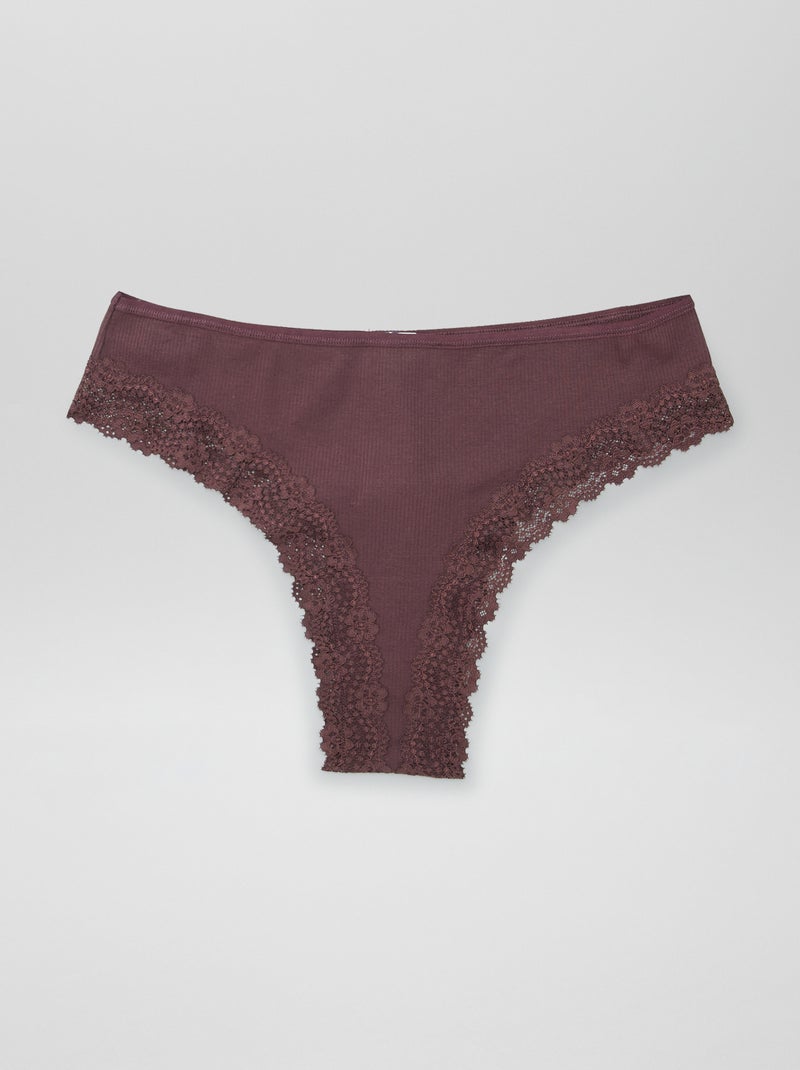 Pack de 3 tangas em malha canelada VIOLETA - Kiabi