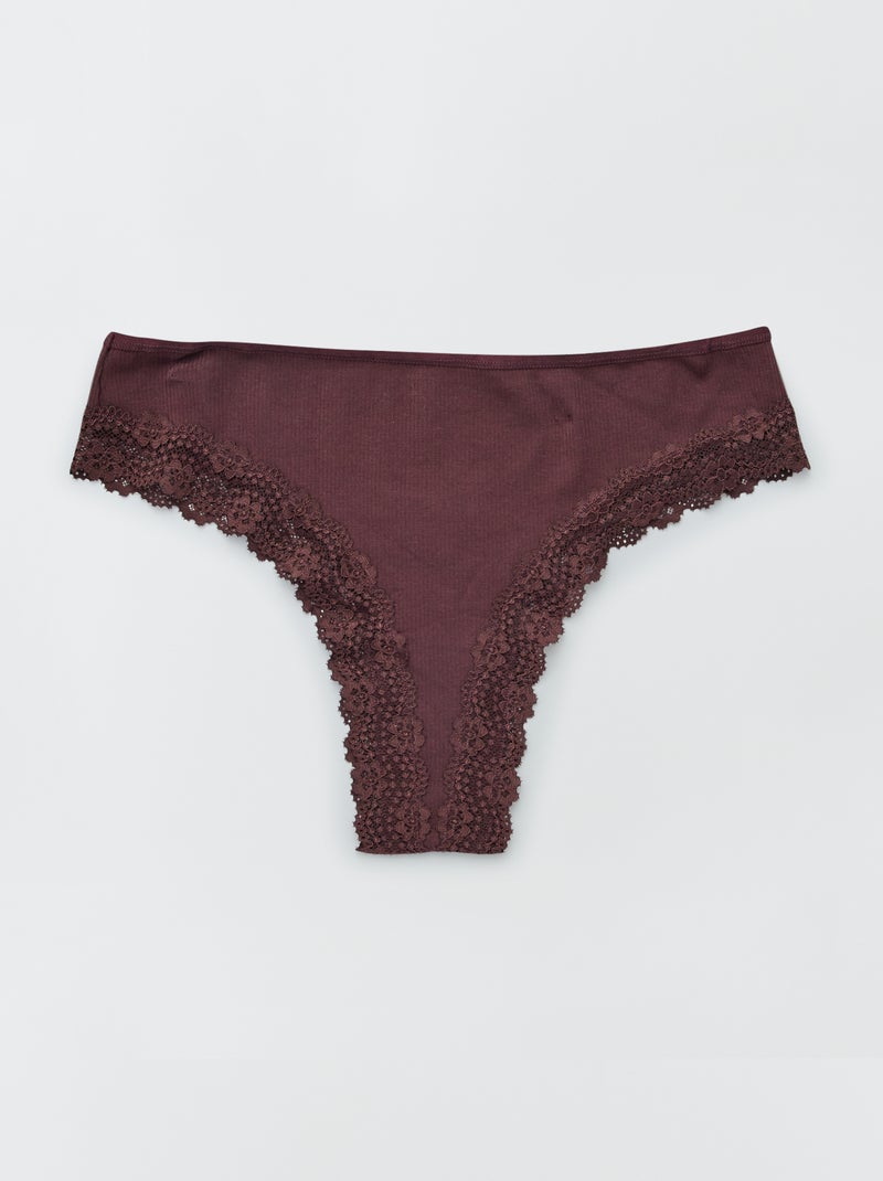 Pack de 3 tangas em malha canelada VIOLETA - Kiabi