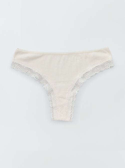 Pack de 3 tangas em malha canelada - Kiabi Pack de 3 tangas em malha canelada - Kiabi