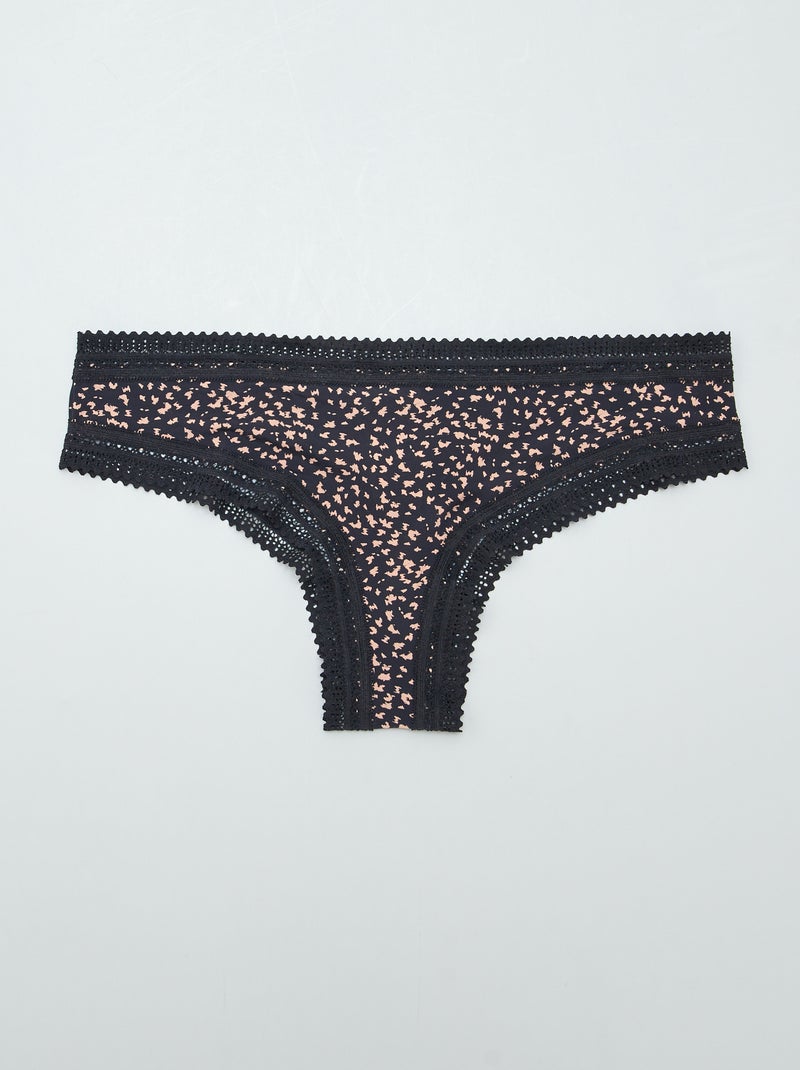 Pack de 3 tangas em microfibra com estampado PRETO - Kiabi