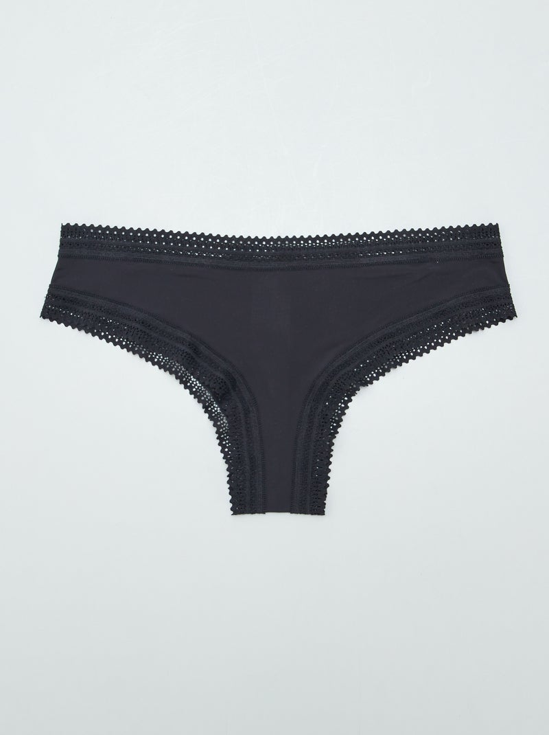 Pack de 3 tangas em microfibra com estampado PRETO - Kiabi