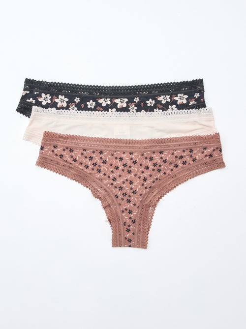 Pack de 3 tangas em microfibra estampada - Kiabi