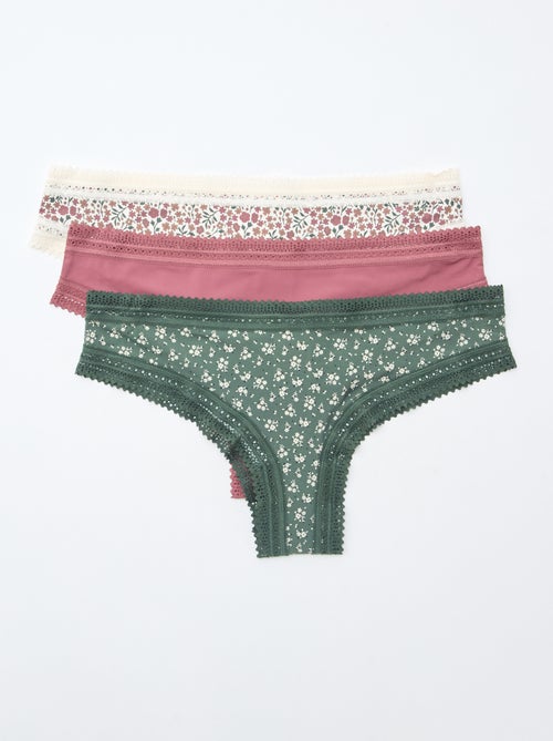 Pack de 3 tangas em microfibra estampada - Kiabi