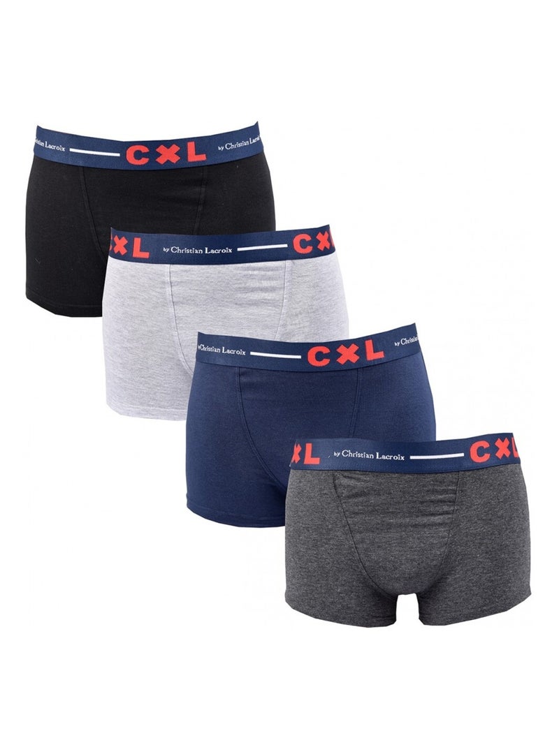 Pack de 4 Cuecas Boxer CXL By LACROIX Preto Cinza-antracite Azul - Kiabi
