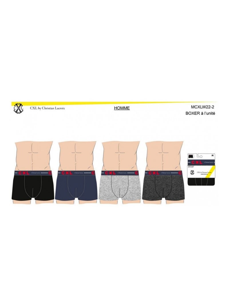 Pack de 4 Cuecas Boxer CXL By LACROIX Preto Cinza-antracite Azul - Kiabi