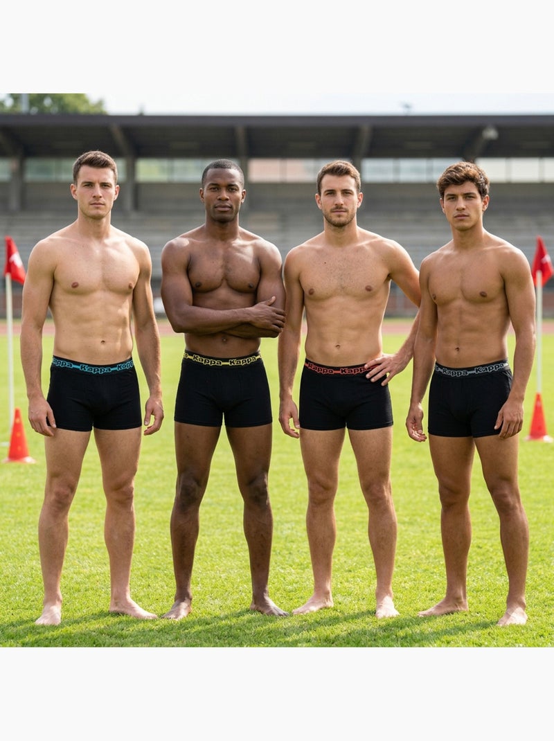 Pack de 4 Cuecas Boxer Homem KAPPA - Algodão, Caixa Presente Preto Preto Preto - Kiabi