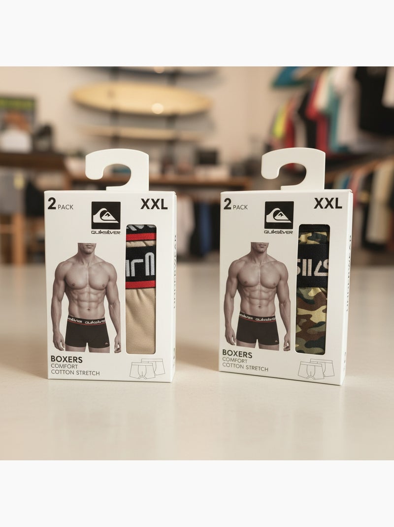 Pack de 4 cuecas boxer homem quiksilver oferta Cinza-cáqui preto - Kiabi