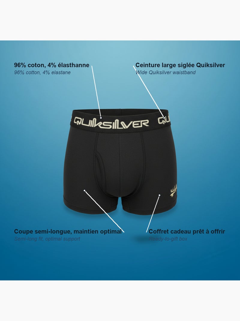 Pack de 4 cuecas boxer homem quiksilver oferta Preto Cáqui - Kiabi