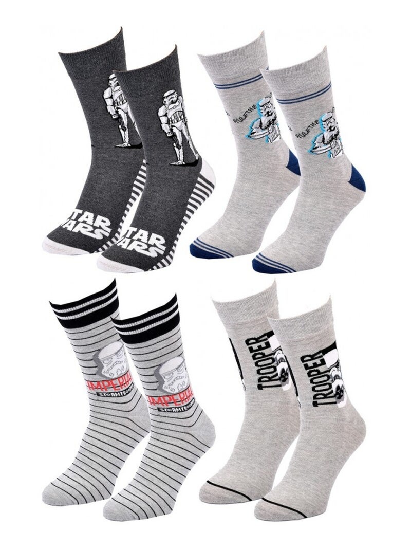 Pack de 4 meias homem DISNEY STAR WARS Cinza-cinza antracite cinza - Kiabi